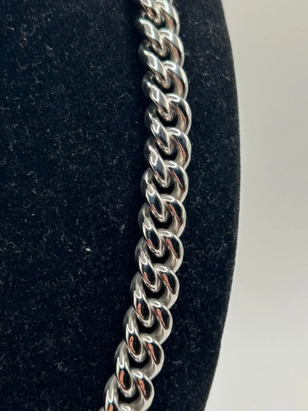 Real Silver Cuban Chain Stainless Steel Plated 10mm 24 Inch Mens Durable Solid